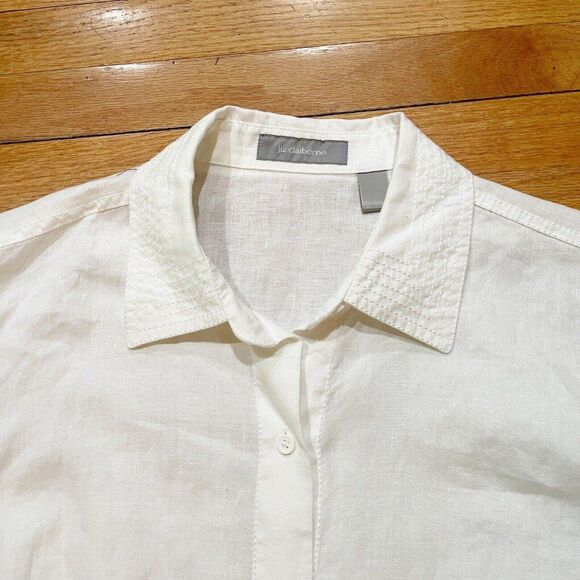 Liz Claiborne Womens Classic Linen Blouse Plus Size 1X Button Up NEW WITH TAGS - Picture 2 of 7